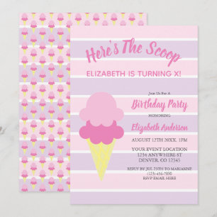 Invitation Voici l'anniversaire d'été de la crème glacée Scoo