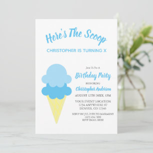 Invitation Voici l'anniversaire d'été de la crème glacée Scoo