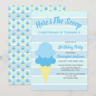 Invitation Voici l'anniversaire d'été de la crème glacée Scoo