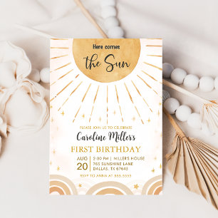 Invitation Voici l'anniversaire du Soleil Boho