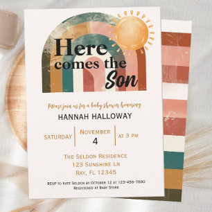 Invitation Voici le Baby shower arc-en-ciel de Masculine Son