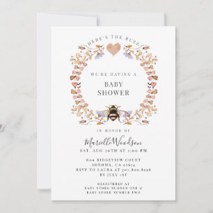 Invitation Voici le Baby shower d'abeilles du Buzz Floral Hea