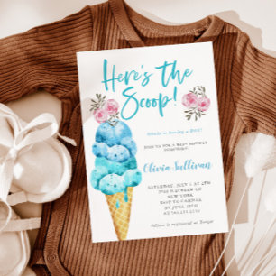 Invitation Voici le Baby shower de garçon Scoop Ice Cream