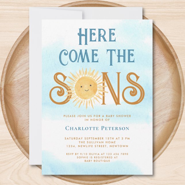 Invitation Voici Le Baby shower Des Fils (Créateur téléchargé)