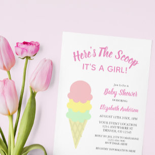 Invitation Voici le Baby shower d'été de la crème glacée Scoo