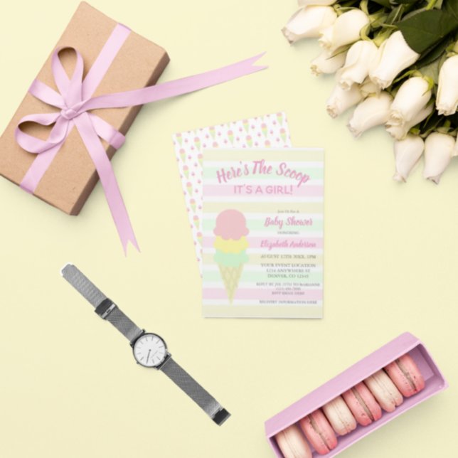 Invitation Voici le Baby shower d'été de la crème glacée Scoo (Créateur téléchargé)