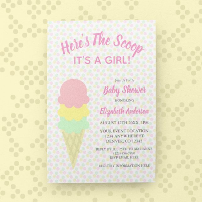Invitation Voici le Baby shower d'été de la crème glacée Scoo (Créateur téléchargé)
