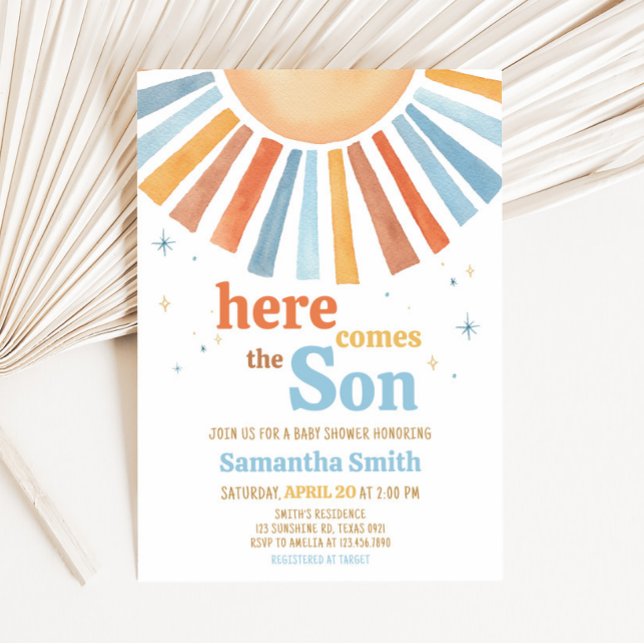 Invitation Voici le Baby shower du Fils (Boho Sunshine Baby Shower Invitation)