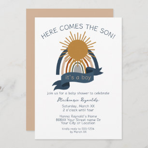 Invitation Voici le Baby shower garçon Son Boho
