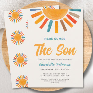 Invitation Voici le Baby shower garçon Son Sunshine