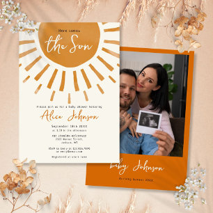 Invitation Voici Le Baby shower Photo Son Boho Boy