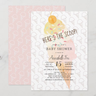 Invitation Voici le Baby shower rose de la crème glacée Scoop