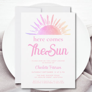 Invitation Voici Le Baby shower Rose Soleil