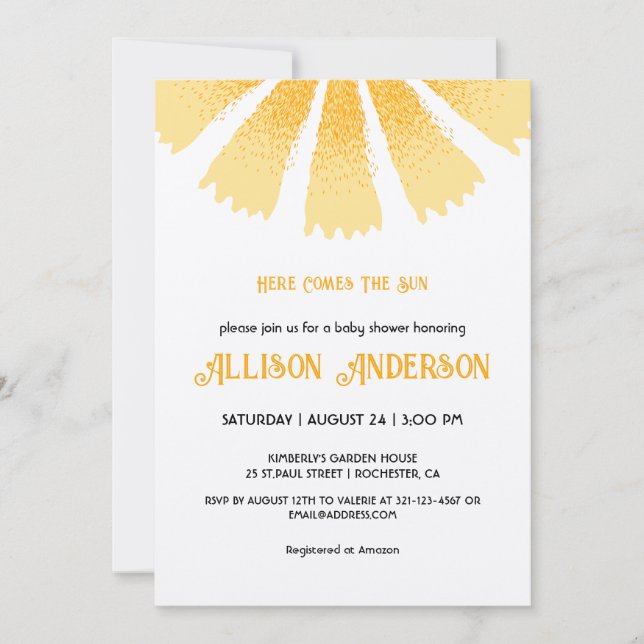 Invitation Voici le Baby shower solaire (Devant)