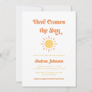 Invitation Voici le Baby shower solaire Sun Retro Boho