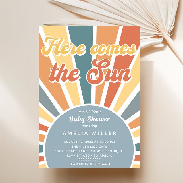 Invitation Voici Le Baby shower Soleil Arc En Ciel (Créateur téléchargé)