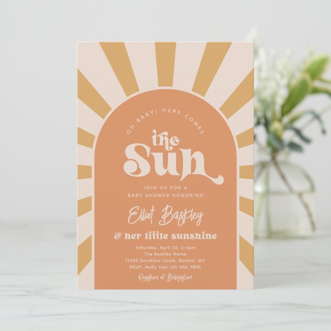 Invitation Voici Le Baby shower Soleil | Baby shower Sun I (Debout devant)