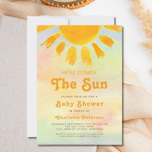 Invitation Voici Le Baby shower Soleil Neutre Sur Le Sexe