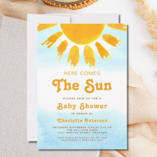 Invitation Voici Le Baby shower Soleil Neutre Sur Le Sexe