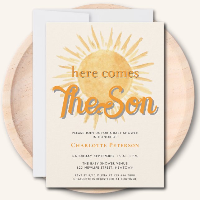Invitation Voici Le Baby shower Soleil Son (Créateur téléchargé)