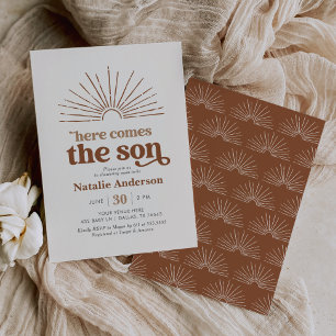 Invitation Voici le Baby shower Son Boho Sunshine