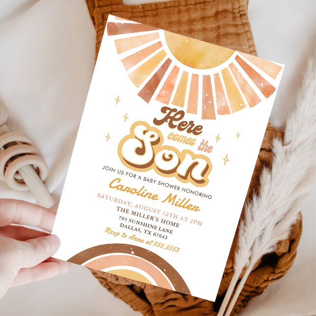 Invitation Voici le Baby shower Son Boho Sunshine (Créateur téléchargé)