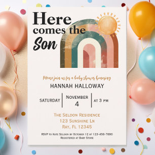 Invitation Voici le Baby shower Son Bold Rainbow