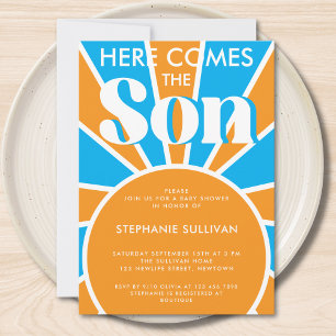 Invitation Voici le Baby shower Son Retro