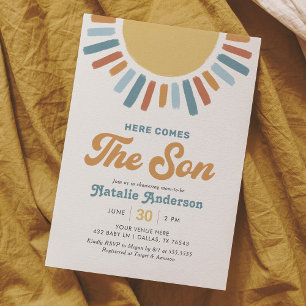 Invitation Voici le Baby shower Son Retro Sunshine