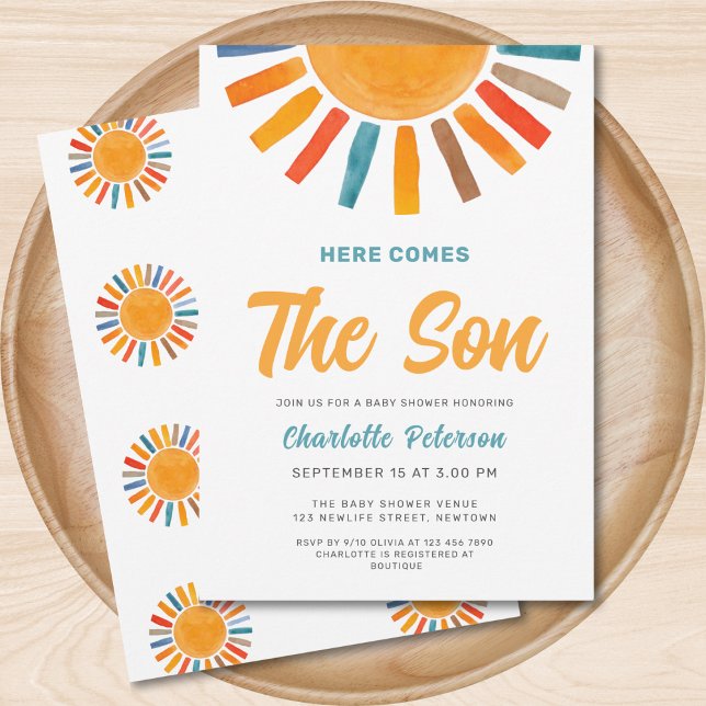 Invitation Voici le Baby shower Son Sunshine (Créateur téléchargé)