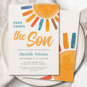 Invitation Voici le Baby shower Son Sunshine
