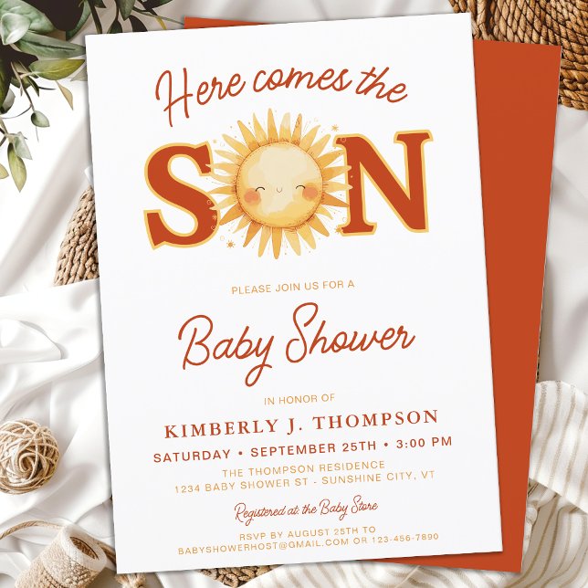 Invitation Voici Le Baby shower Son Sunshine Boho Boy (Créateur téléchargé)