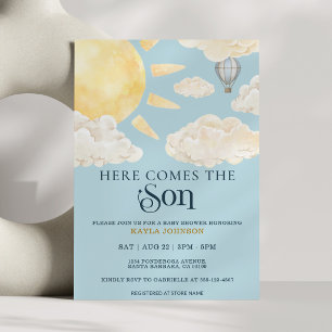 Invitation Voici le fils Aquarelle Soleil Nuage Fantaisiste