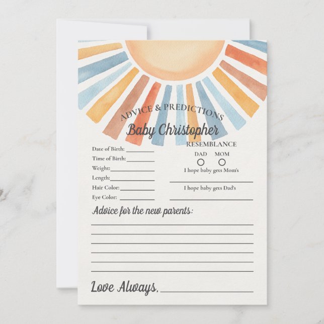 Invitation Voici le fils Conseils ensoleillés pour bébé (Devant)