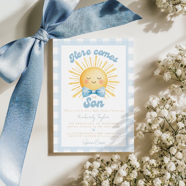 Invitation Voici le Fils Jaune Soleil Baby Shower (Créateur téléchargé)