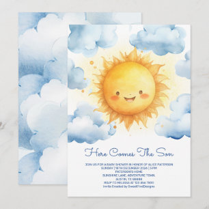 Invitation Voici le fils Modifiable Baby Shower pour garçon