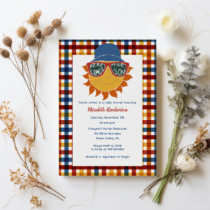 Invitation Voici le Fils Plaid Baby Boy Shower