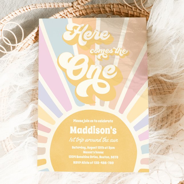 Invitation Voici Le One Boho Sunshine 1er anniversaire (Créateur téléchargé)