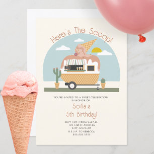 Invitation Voici le Scoop Pink Ice Cream Truck anniversaire