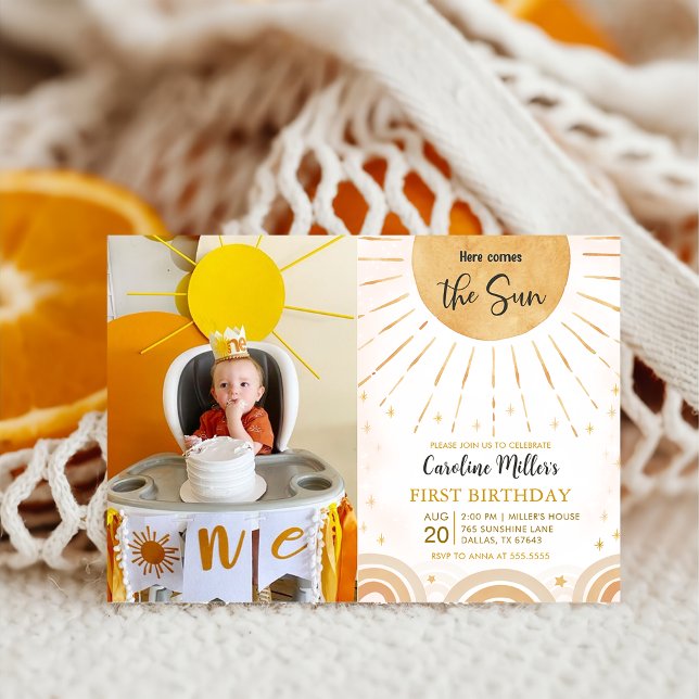 Invitation Voici le soleil Boho Sunshine Birthday Photo (Créateur téléchargé)