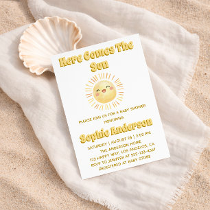 Invitation Voici le Soleil Jaune Baby Shower Ensoleillé