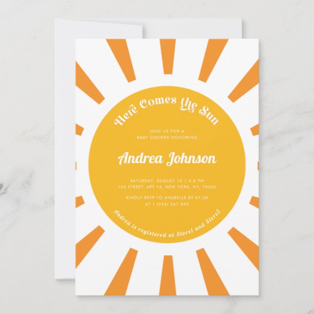 Invitation Voici le Sun Boho Sunshine Cute Baby shower (Devant)