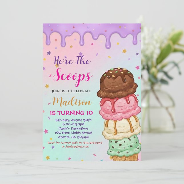 Invitation Voici les filles de la glace d'anniversaire (Debout devant)