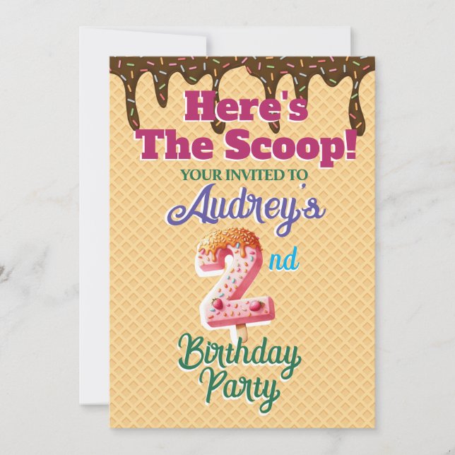 Invitation Voici l'invitation cornet de gaufre Scoop (Devant)