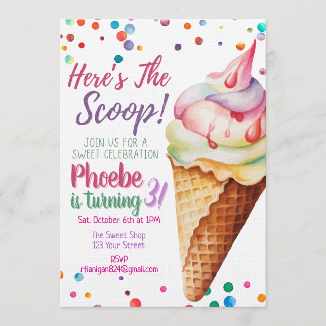 Invitation Voici l'invitation d'anniversaire de glace The Sco (Devant)