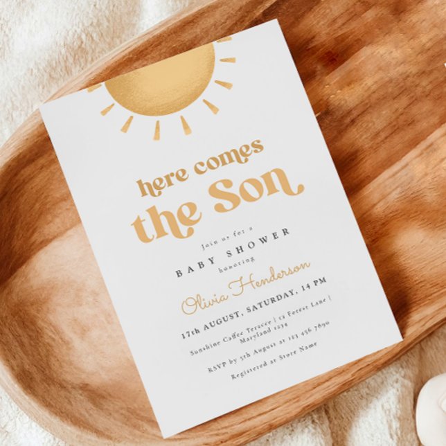 Invitation Voici l'invitation du Baby shower jaune Fils (Créateur téléchargé)