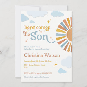 Invitation Voici l'invitation du fils - Baby shower