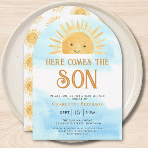 Invitation Voici que vient le fils Arch pour Baby Shower Sole