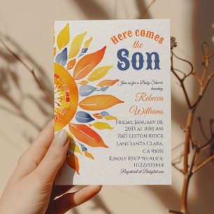 Invitation Voici Son Sunshine Blue Ray Boy Baby shower