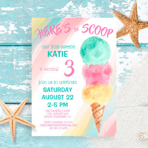 Invitation Voici The Scoop Ice Cream Little Sweetie Birthday